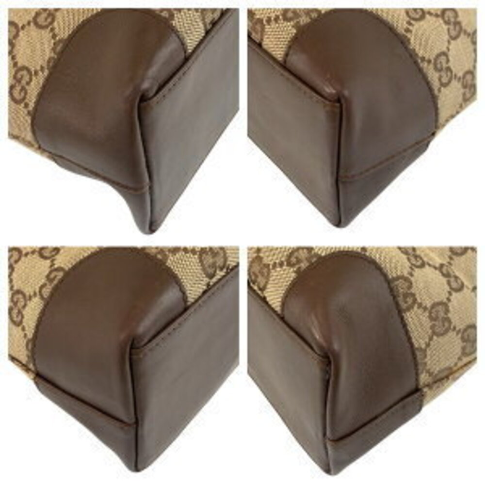 Gucci canvas tote handbag Beige bag Tan leather brown GG - Picture 3 of 10